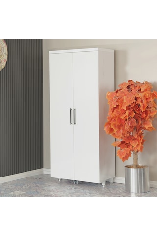 Pasific Home Guzzo Tekerlekli Kiler Çok Amaçlı Erzak Dolabı 80 cm Parlak Beyaz