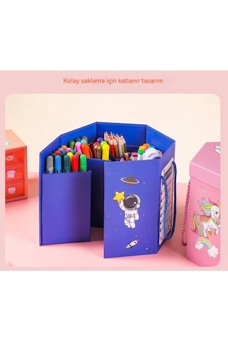 Ikkb Yeni Altıgen Kutu 114 Adet Güzel Hediye Kutusu Boyama Renkli Çubuk Çocuk Suluboya Kalem Seti Gökkuşağı Pegasus Desen