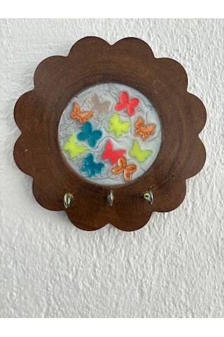 Pelince - Arı Ve Uğur Böceği Figürlü - Epoksi Ahşap Anahtar Askılığı Tek Ürün - Çap: 18 Cm Ahşap