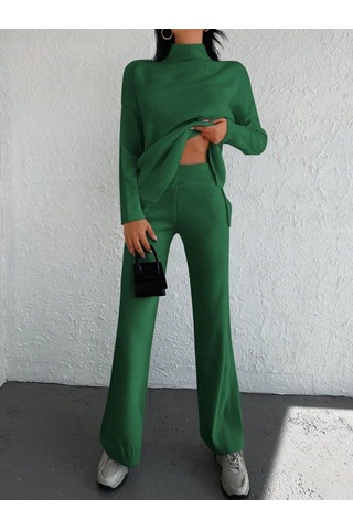 Pazarella Kadın Uzun Kollu Triko Ikili Takım Zümrüt
