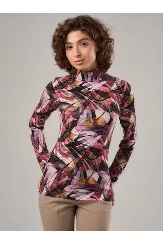 Sherbi Ana Akdeniz Yüksek Yakalı Basic Büyük Beden Uzun Kollu 288729826 Pembe