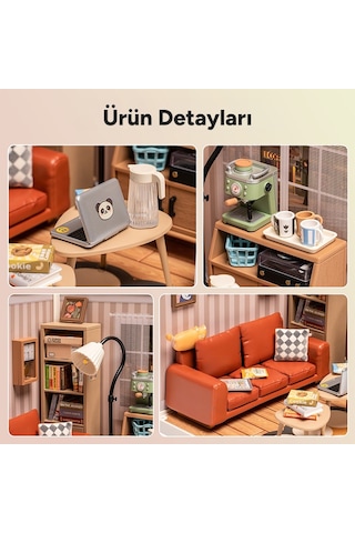 Rolife Dw007 Konforlu Oturma Odası Cozy Living Lounge Dıy Minyatür Maket Model Seti Mini Dollhouse 3d Model Kit Detaylı Dekoratif Hobi Seti 3d Puzzle Tiny House