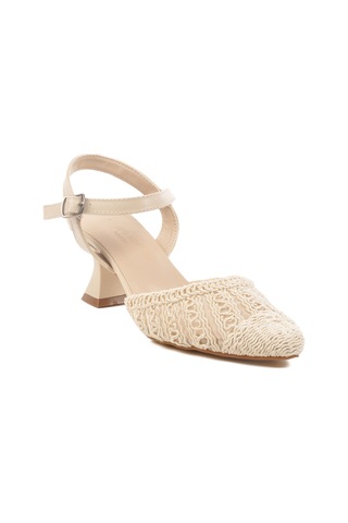 Krem Triko Topuklu Kadın Abiye Ayakkabı Pc-54660 Z Krem