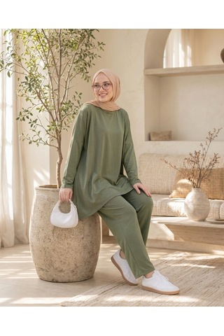 Unika Boutique Kadın Arma Detaylı Salaş İkili Takım Haki