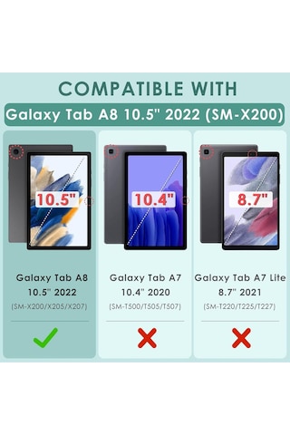 Samsung Galaxy Uyumlu Tab A8 10.5 2021 Sm-x200 X207 Ekran Koruyucu Kırılmaz Cam