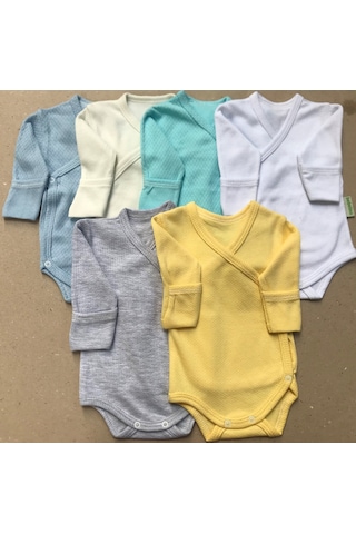 Özdemirlitekstil Bebelino Çıtçıtlı Body Kruvaze (6'Lı Paket) Çok Renkli