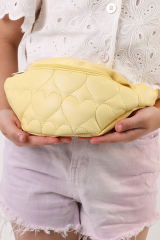 İcone Bag Icone Çocuk Kalp Kapitone Detaylı Bel Çantası Sarı