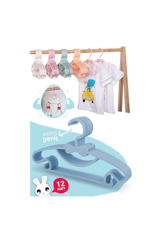 Morpanya Sweet 12 Adet Mavi Bebek Elbise Askısı 30 Cm Fiyonklu Kelebek Beb Mavi