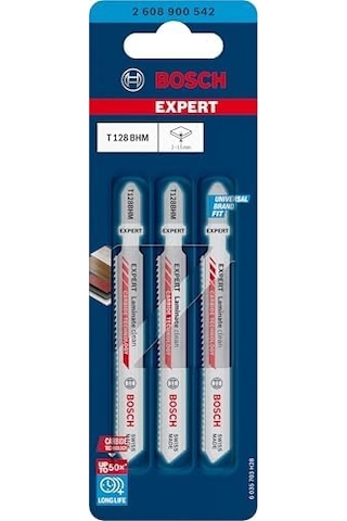 Professional 3x Expert 'laminate Clean' T 128 Bhm Dekupaj Testere Bıçakları Dolu Laminant Vinil, Pvc, Hpl Yüksek Basınçlı Laminant, Uzunluk 92 Mm, Aksesuar Dekupaj Testeresi