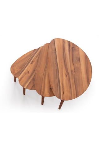 Nora 4lü Dörtlü Mdf Ahşap Zigon Sehpa - Ceviz