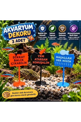 Akvaryum Dekoru - Tabela - Akvaryum Dekor - 3 Adet - Salınım Yapmaz - Balıklar İçin Güvenli - V5