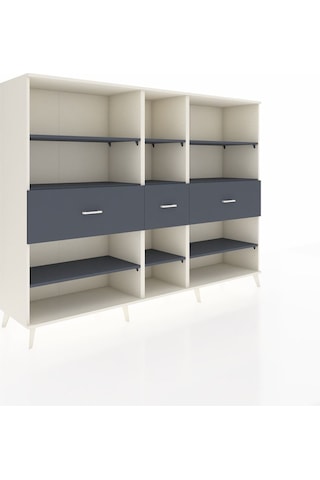 Hyperion Dolap 9 Raflı 3 Çekmeceli 220x44x163 Aytaşı-antrasit Aytaşı-antrasit