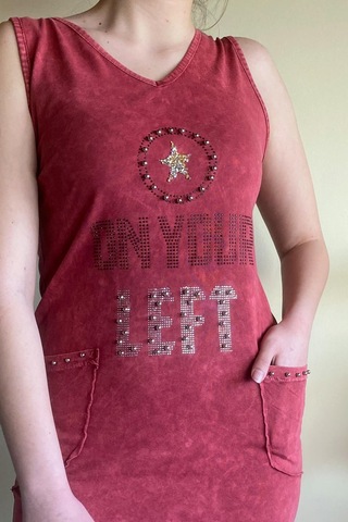 Mia Butik Kadın İtalyan Yıkamalı Kolsuz Koyu Kırmızı Elbise-676 Kırmızı