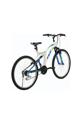 Belderia Tec Master 26 Jant 21 Vites Çift Amortisörlü Dağ Bisikleti 48 Cm Beyaz / Mavi Siyah - Yeşil