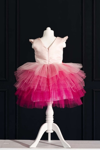 YAĞMUR KOStütüM Kız Çocuk Barbie Pembe Doğum Günü Elbisesi & Parti Kostümü Taç Hediye Pembe