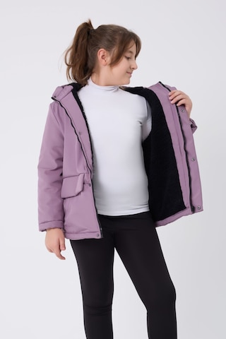 Kız Çocuk Lila Içi Kürklü Su Ve Rüzgar Geçirmez Kapüşonlu 3 Cep Kışlık Mont & Kaban & Parka Lila