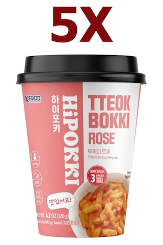 Hipokki Rose Soslu Kore Tteokbokki Pirinç Keki 120gr 5'li Set