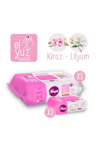 Sleepy Floral Kişisel Bakım Havlusu 3x100 300 Yaprak + Çanta Boy 3x25 75 Yaprak