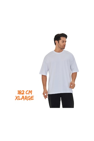 Pxm - %100 Pamuklu Oversize Tişört Kırık Beyaz Kırık Beyaz
