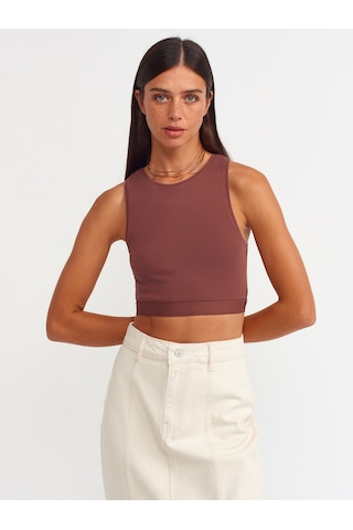 Dilvin Crop Top 101A30114 Kahve Kahverengi