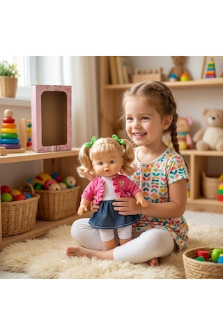 Sevimli Hanım Kız 30cm Kolları Ve Bacakları Hareket Eden Elbiseli Ve Aksesuarlı Oyuncak Et Bebek 1