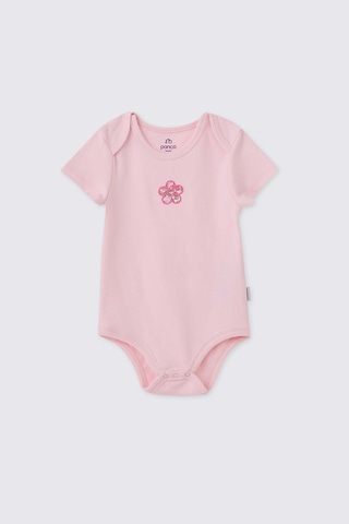 Panço Liberty Kumaş Yenidoğan Kısa Kollu Pembe Body