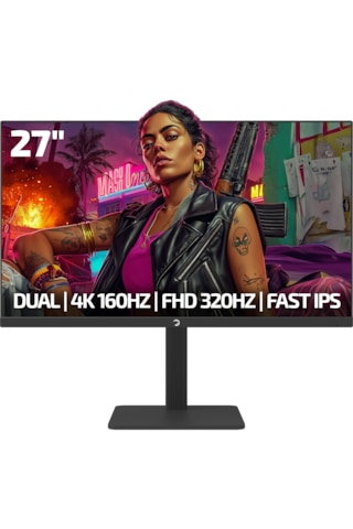 Gamepower Kaze Dual 27'' 0.5ms 4k 160hz - Fhd 320hz Fast Ips Pivot Dual Mod Gaming Monitör Ölü Piksel Garantili