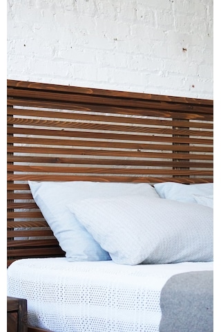 Masif Ahşap Yatak Başlığı 125 Cmx60 Cm + 2 Adet Raf Ceviz