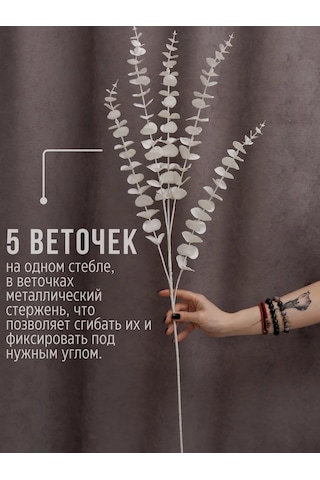 Wisty Yapay Okaliptüs Beyaz, Dekorasyon İçin Dal 80 Cm 348725780 Beyaz