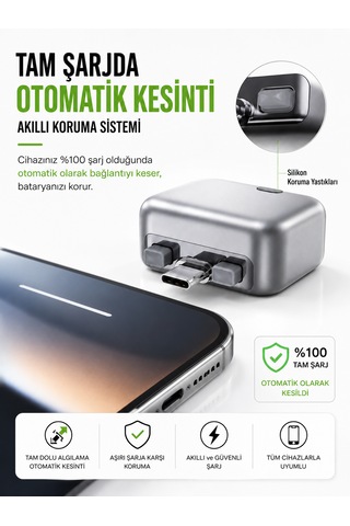 140w Type-c Hızlı Şarj Adaptörü Yapay Zeka Akıllı Şarj Kesme Çift Akım Korumalı Otomatik Kesinti
