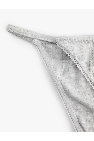 Koton Yanları İpli Rahat Kalıp Brief Külot Gri Melanj 6wlk30141mk Gri Melanj