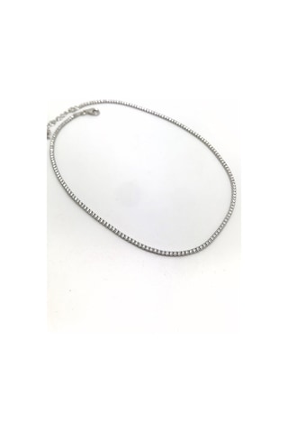 Gümüş Kısa Choker Su Yolu Taşlı Kolye Ko9e67 Altın - Gümüş