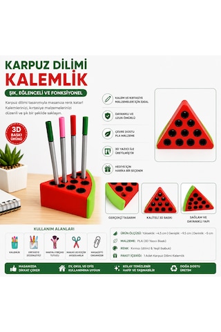 3d Baskı Karpuz Kalemlik Kırmızı 3d Baskı Karpuz Kalemlik Kırmızı