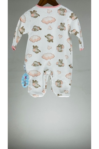 Sevimli Fil Patikli Çıtçıtlı %100 Pamuklu Kız Bebek Tulum 001