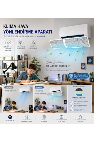 Filtreli Klima Hava Yönlendirme Aparatı Dekoratif Tasarım Temiz Ve Konforlu Hava Deneyimi Beyaz