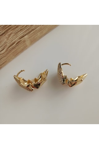 Lente Aksesuar Xuping 14k Altın Kaplama Zirkon Taşlı Yıldız Küpe Açık Gold