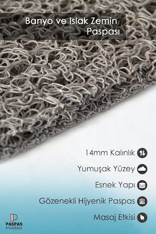 Banyo Paspası Kaymaz Paspas Su Emici Islak Zemin Duşa Kabin Ve Küvet Paspası Kivircik Paspas 40x60cm Mavi