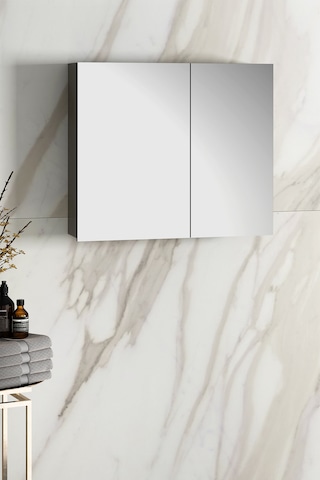 Çiğdem 80 Cm Antrasit Gri Mat Mdf Aynalı Asma Banyo Üst Dolabı Antrasit - Gri