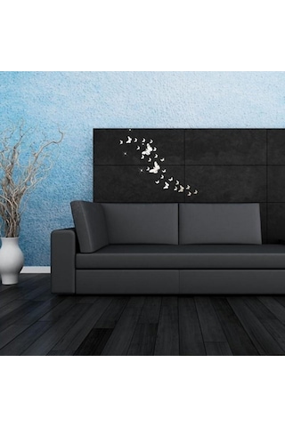 30 Adet/set Modern 3d Ayna Akrilik Kelebek Ev Dekorasyonu Kendin Yap Sanat Duvar Çıkartmaları Gümüş