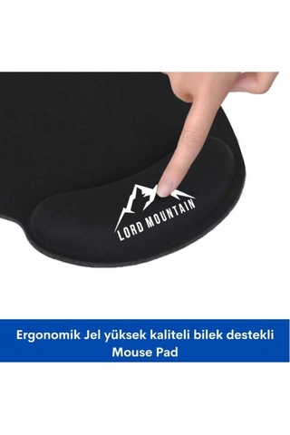 Lord Mountain Ergonomik Mouse Pad Bilek Destekli Yumuşak Dolgulu Kaymaz Siyah Mousepad