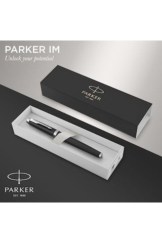 Parker Im Dolma Kalem / Krom Süslü Mat Siyah / Mavi Mürekkepli Orta Uç / Hediye Kutusu Genel