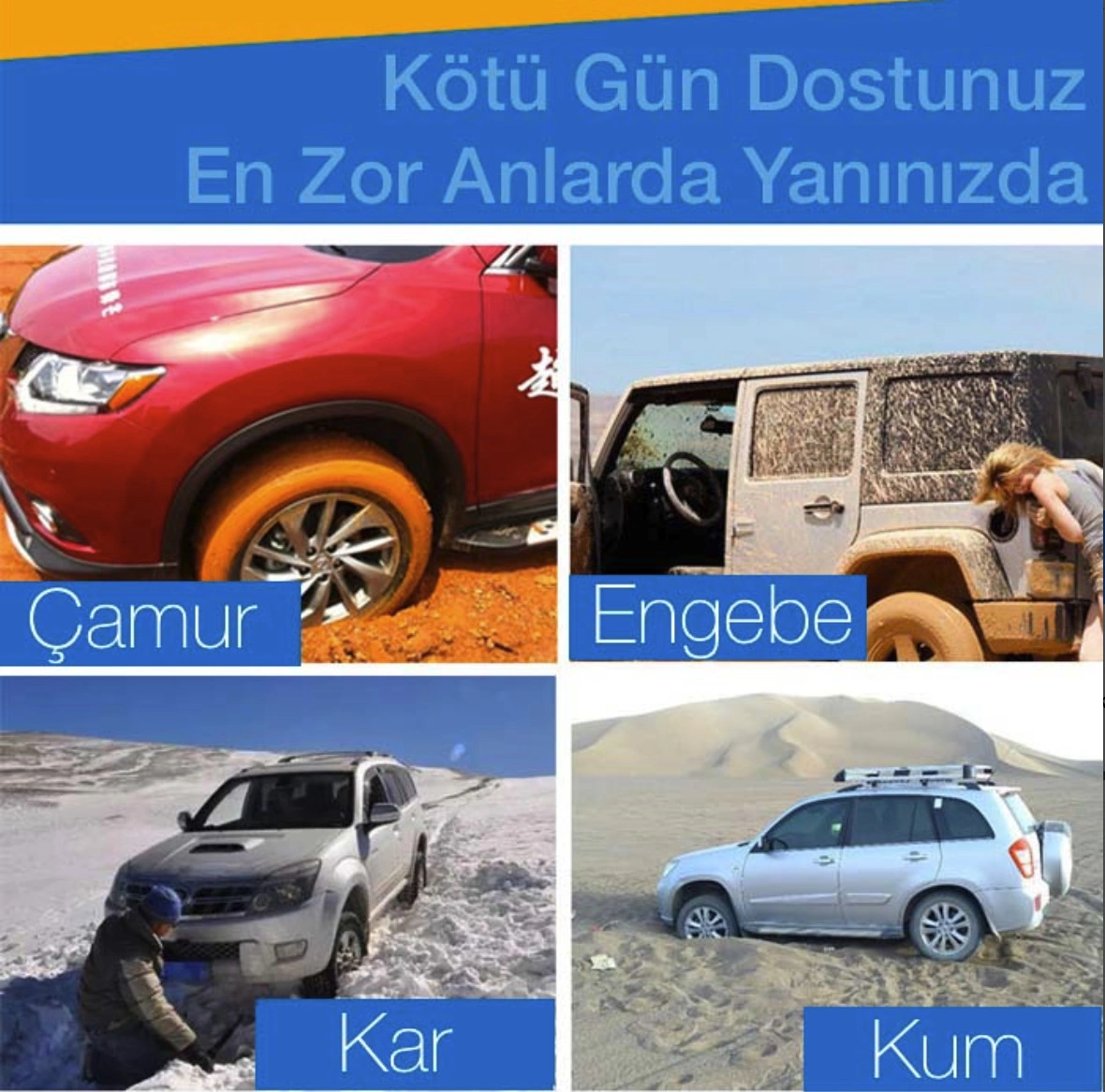 Kaydırmaz Araç Pedi Kar Çamur Kum İçin Anti Patinaj Pedi Off Road Kar Don İçin Kaydırmaz 1