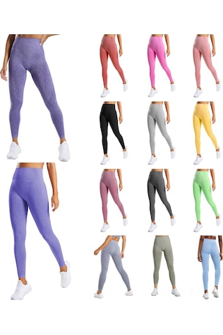 Moveevo Kadınlar İçin Yüksek Geniş Bel Gergin Kumaş Yoga Spor Leggings - Saçma Siyah Dar Kesim Ev/gym Antrenman Mor