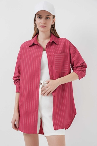 Gabria Tek Cep Arkası Uzun Gömlek Mercan