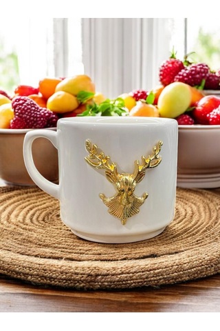 Seramik Kupa Bardak Geyikli Tasarım