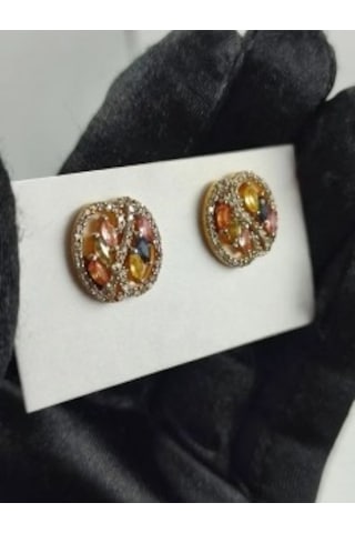 Renkli Safir Elmas Küpe 147