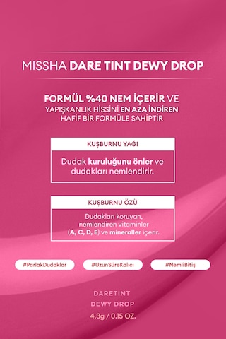 Missha Uzun Süre Kalıcı Nemli Bitiş Sunan Parlak Tint Dare Tint Dewy Drop 06 Mauve Fog