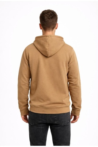 Axxel Erkek Vizon 2 İplik Fermuarlı Kapüşonlu Sweatshirt-w1084 Vizon