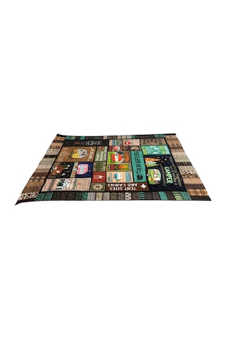 Kosona A Tipi Çok Renkli Desenli Katlanabilir Yalıtkan Çadır Matı - Dış Mekan, Seyahat, Toplantılar İçin Yumuşak, Nem Tutan Flanel Malzeme Çok Renkli