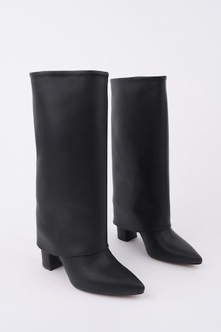 Muggo Rebeca Sivri Burun Kalın Topuklu Kadın Çizme - Siyah